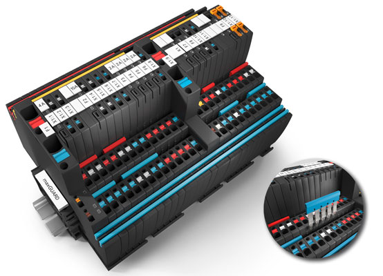 Bild: Die neue Steuerstromverteilung maxGUARD von Weidmüller kombiniert erstmals Lastüberwachung und Potenzialverteilung zu einer Gesamtlösung im Schaltschrank.