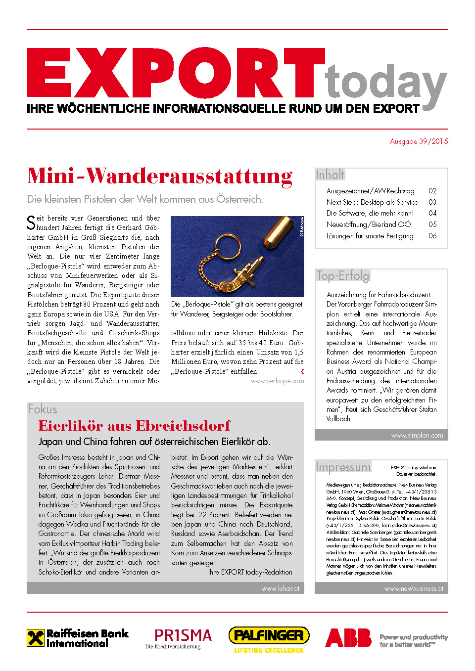 Cover: EXPORT today online - 39/2015