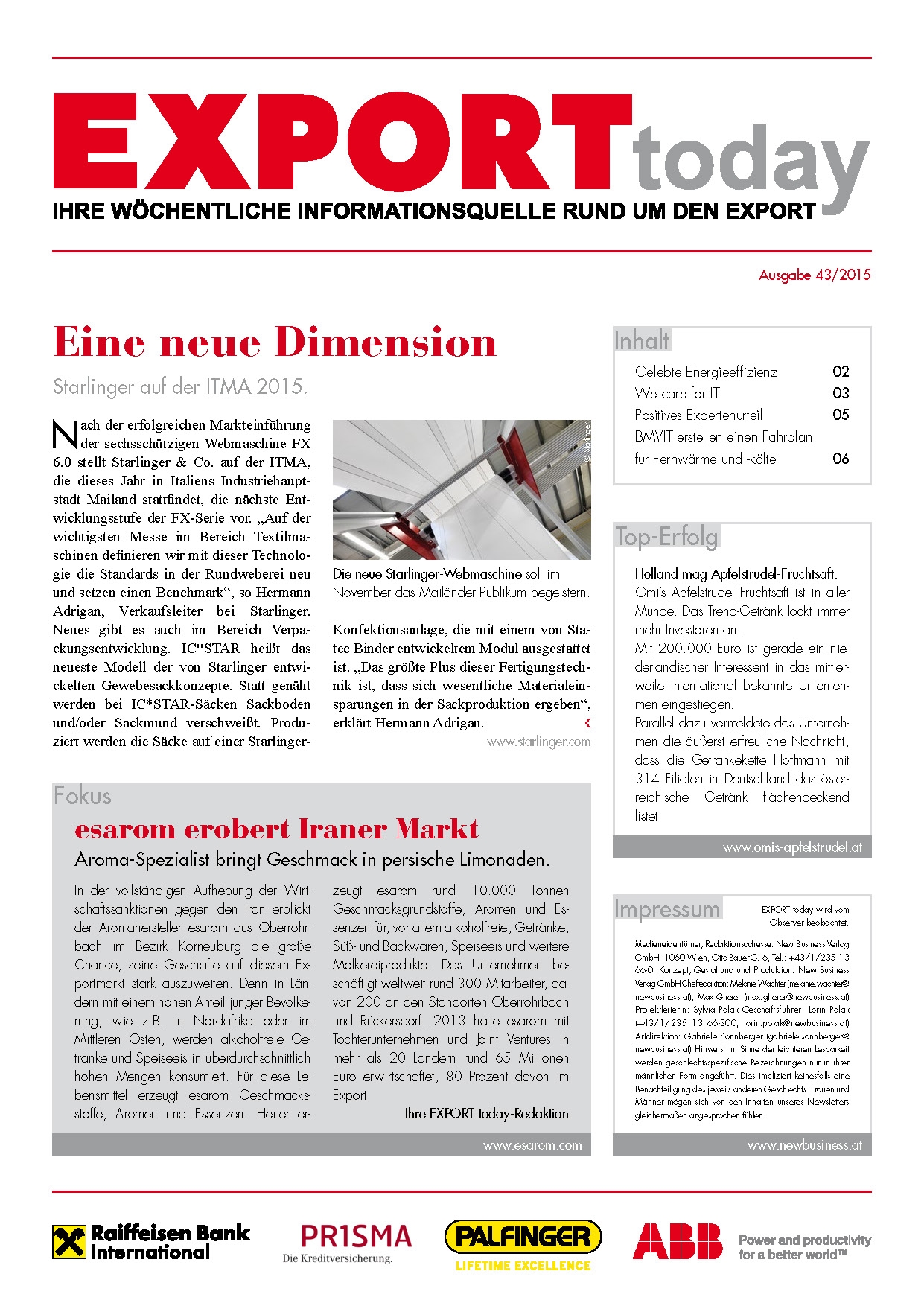Cover: EXPORT today online - 43/2015