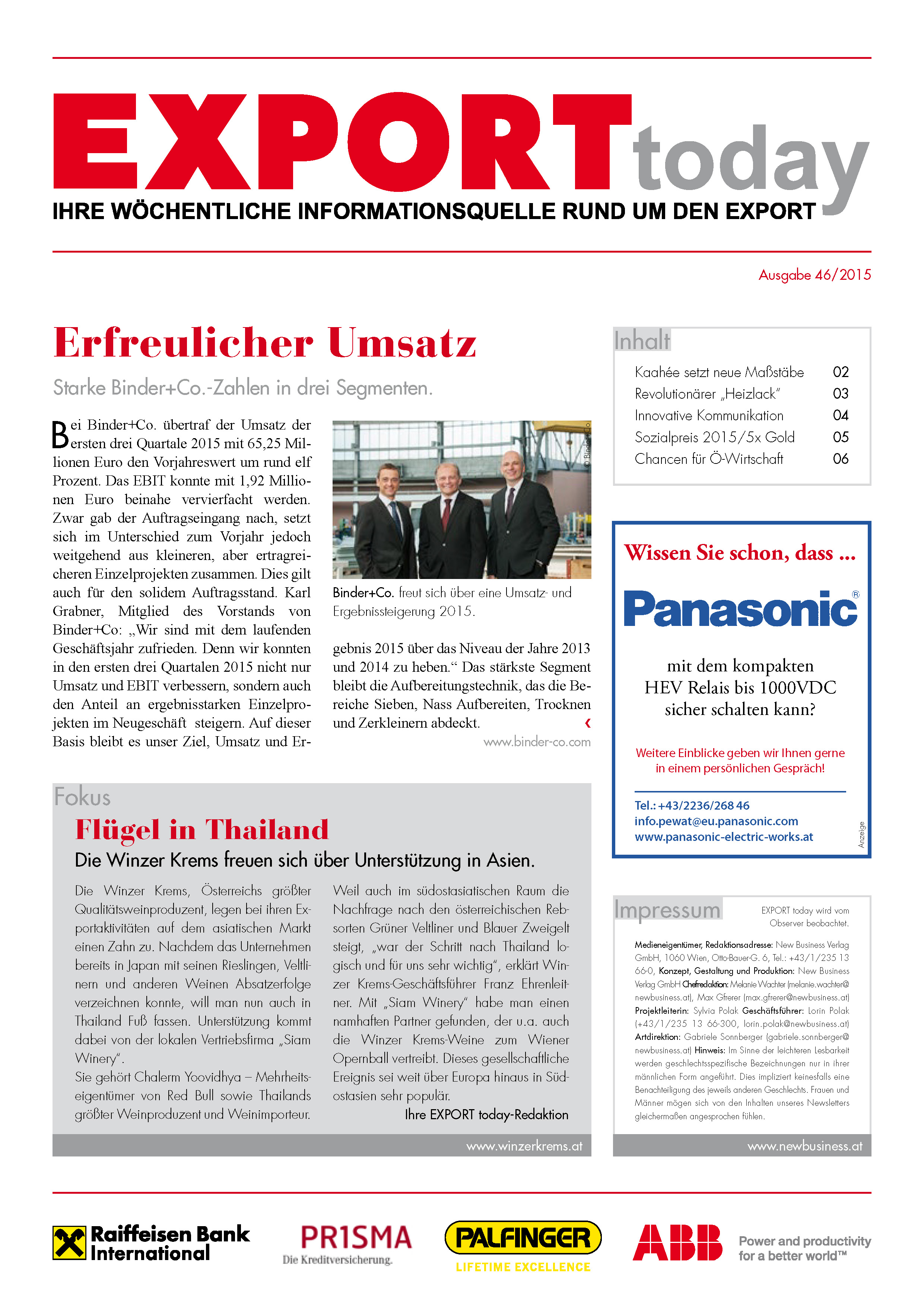Cover: EXPORT today online - 46/2015