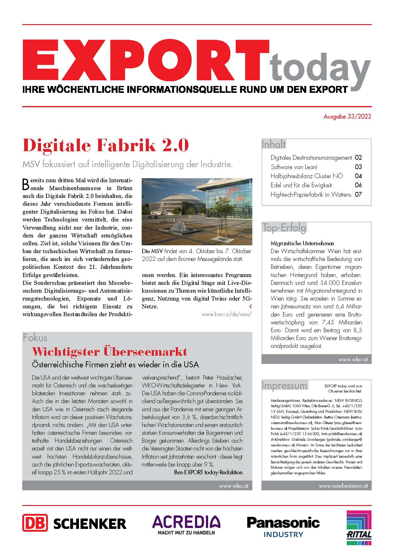 Cover: EXPORT today online - 33/2022