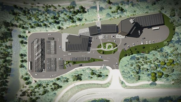 Bild: Das alte Raststationsgelände in St. Veit/Glan wird zum Sonnenkraft Campus umgebaut. Damit entsteht das erste Erlebnis- und Kompetenzzentrum für Sonnenenergie im Alpen-Adria-Raum.