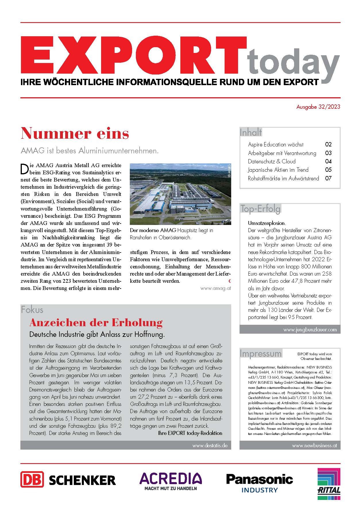 Cover: EXPORT today online - 32/2023