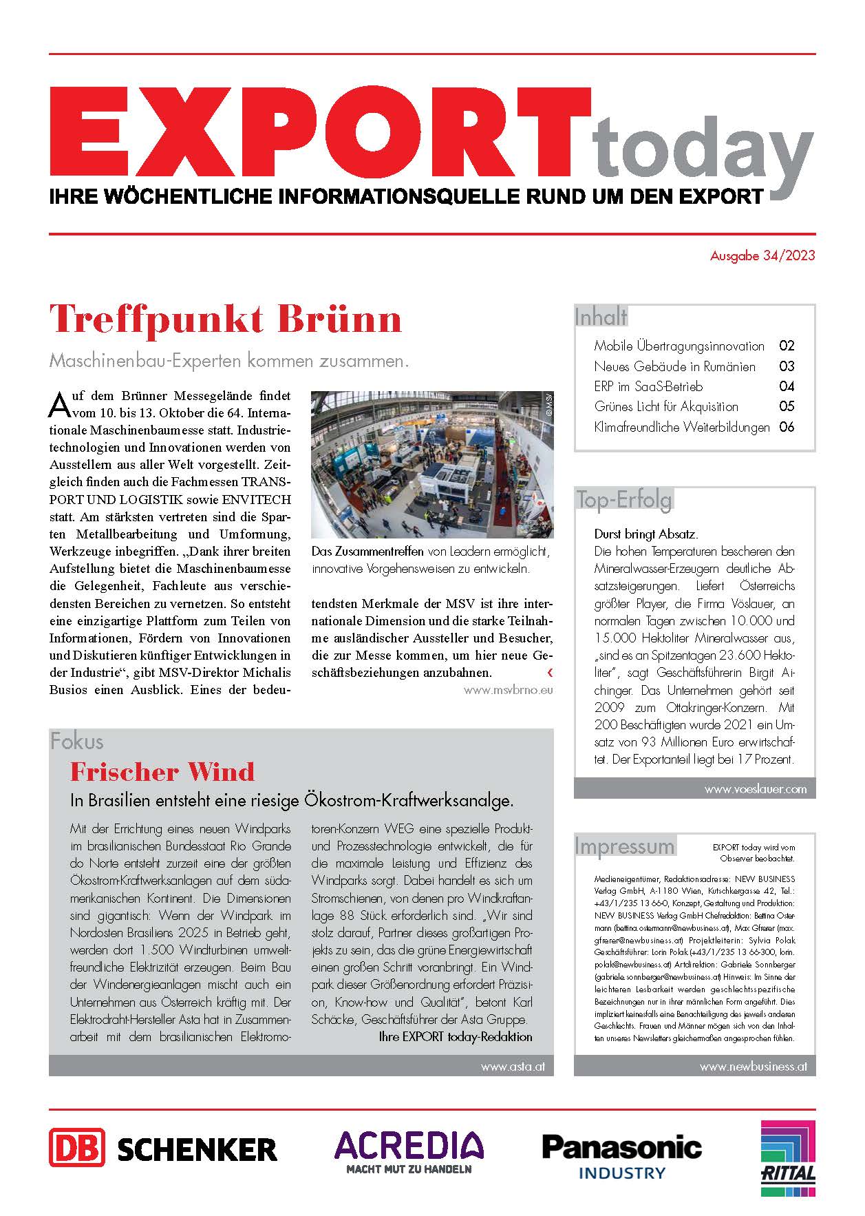 Cover: EXPORT today online - 34/2023