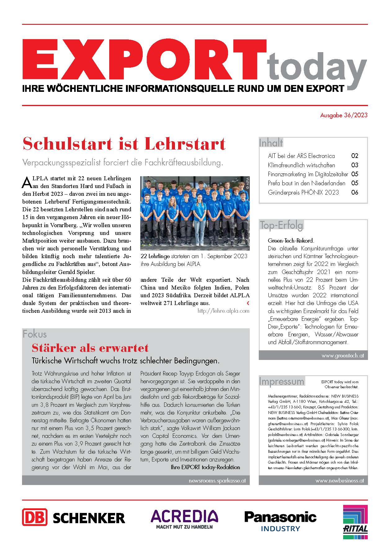 Cover: EXPORT today online - 36/2023