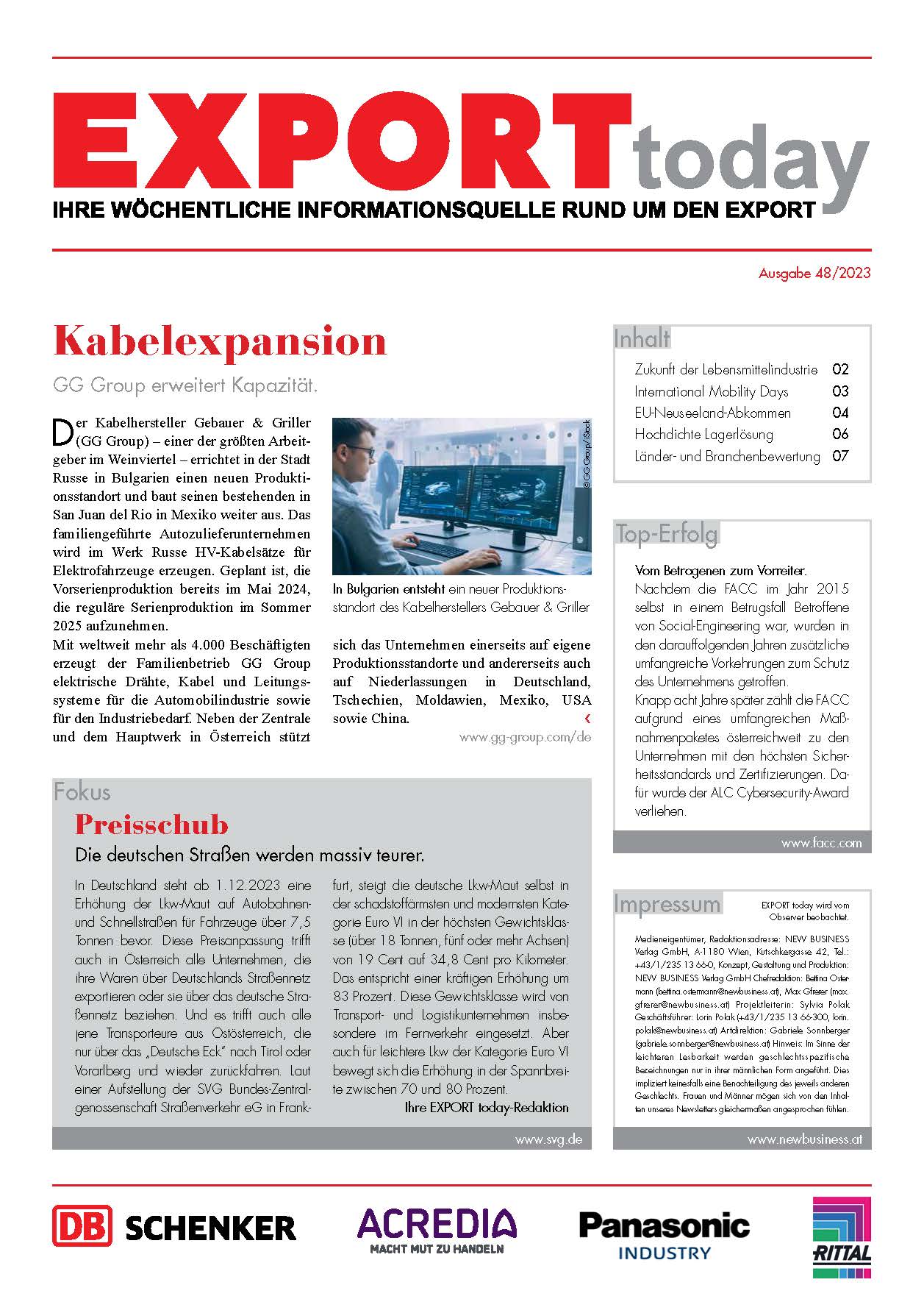 Cover: EXPORT today online - 48/2023