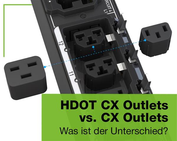 Bild: Unterschied zwischen CX Outlets und HDOT CX Outlets bei PDUs