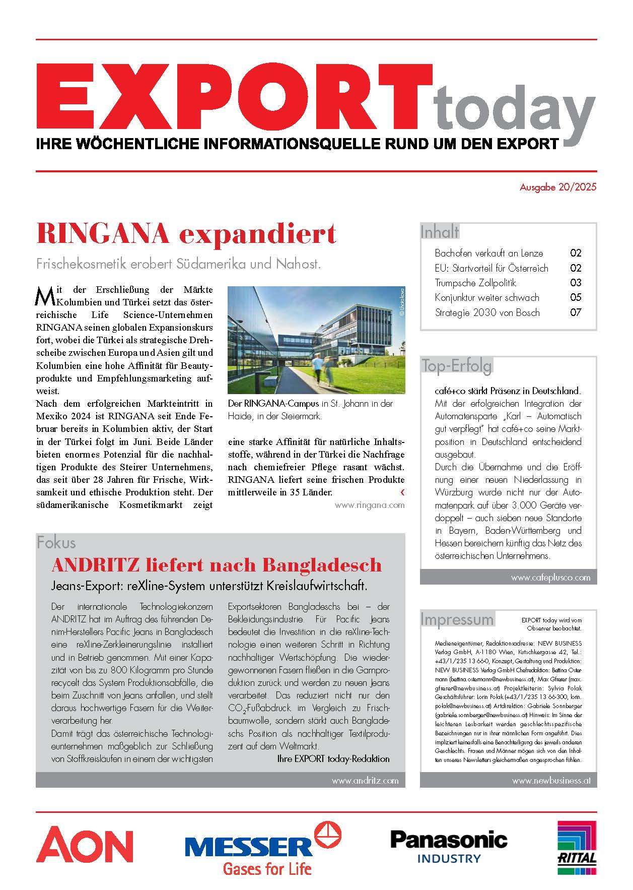 Cover: EXPORT today online - 20/2025