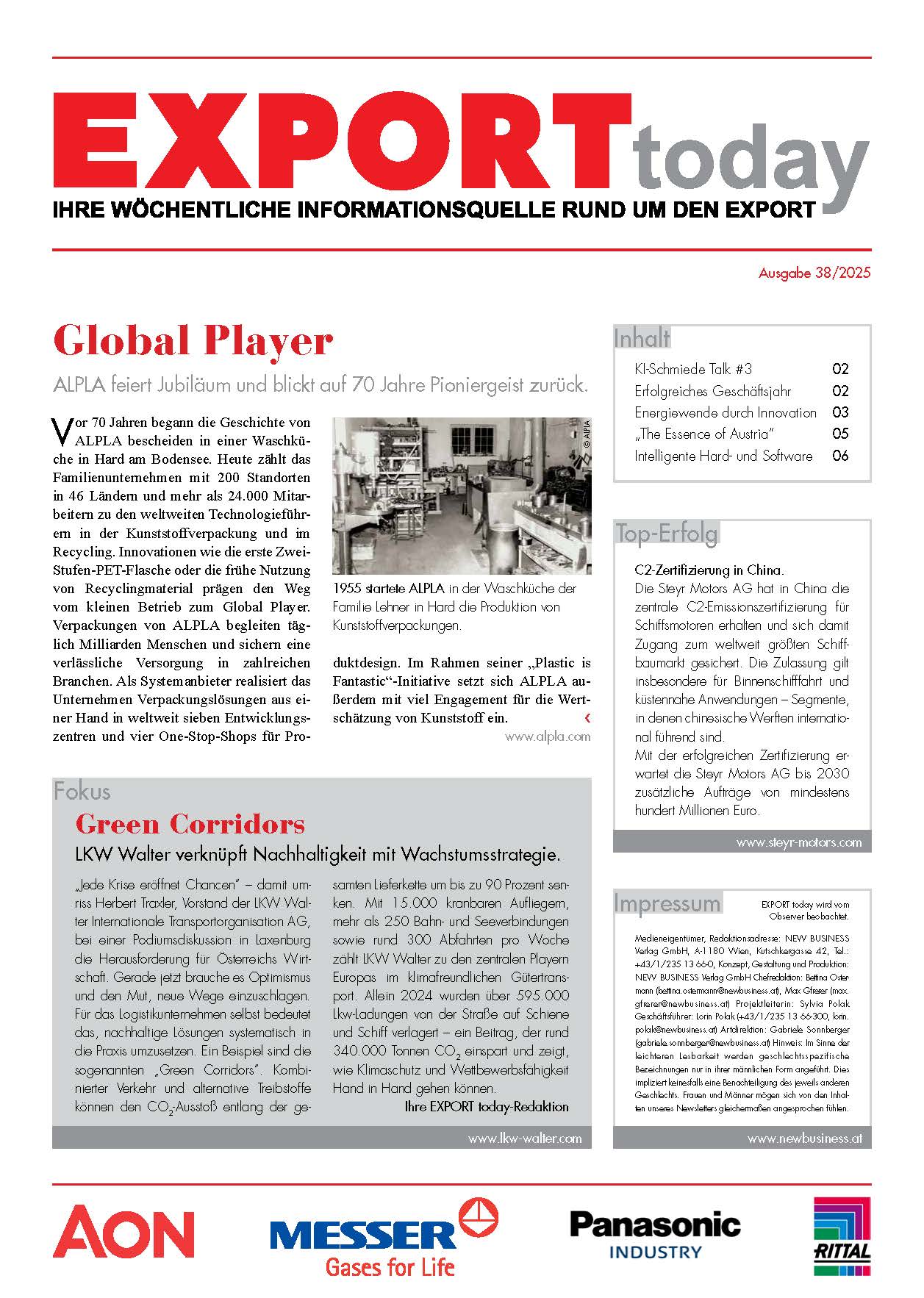Cover: EXPORT today online - 38/2025