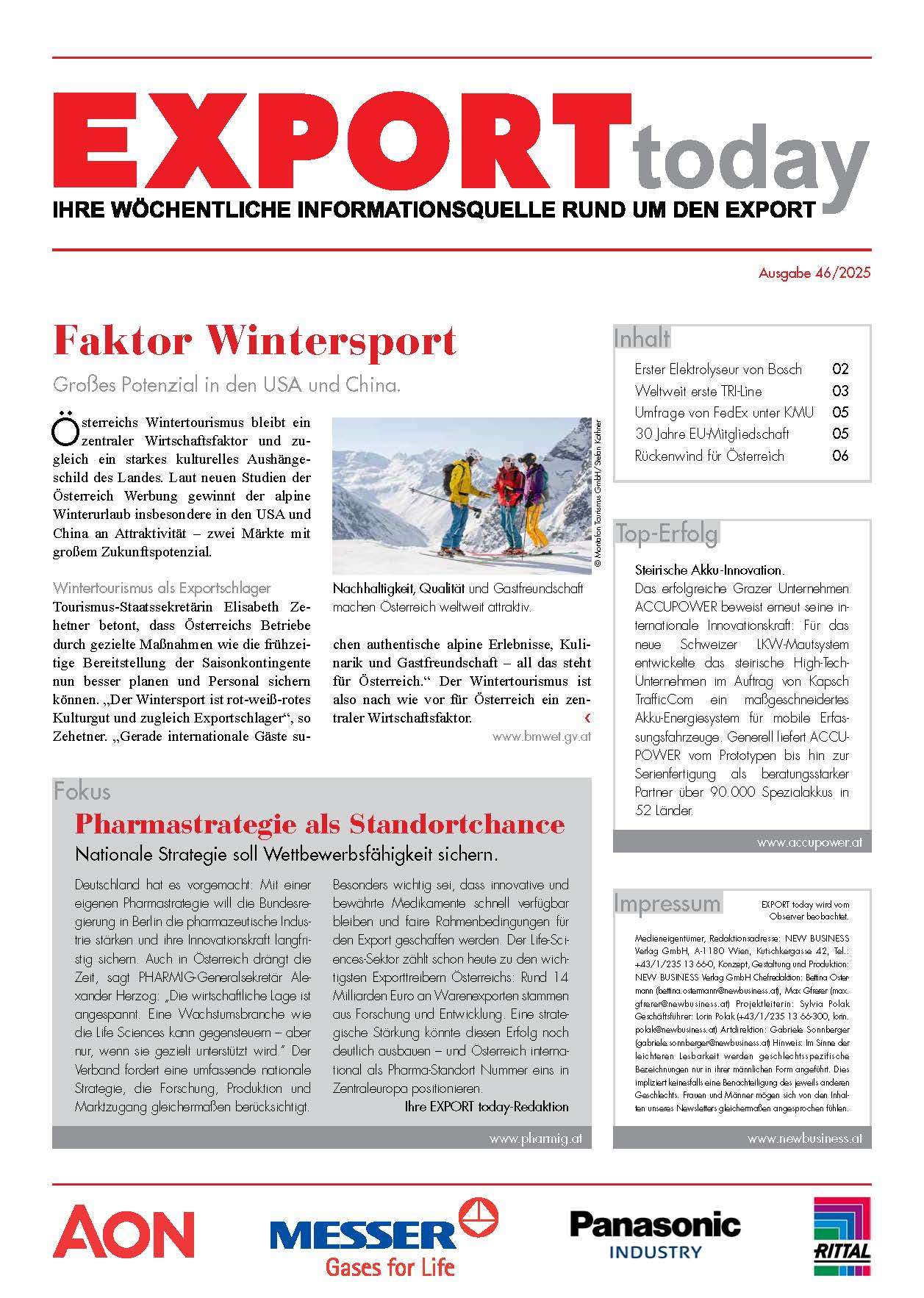 Cover: EXPORT today online - 46/2025