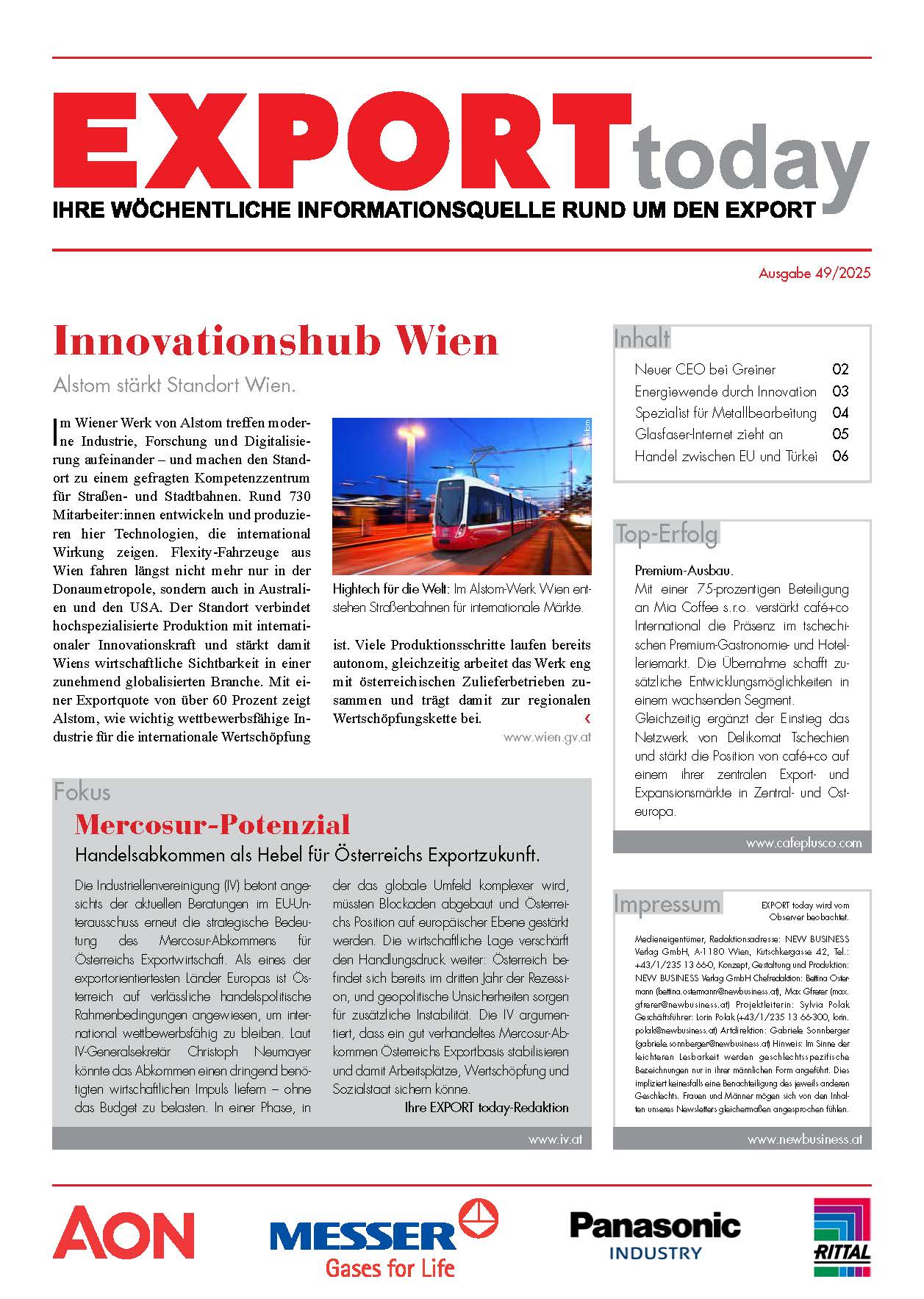 Cover: EXPORT today online - 49/2025