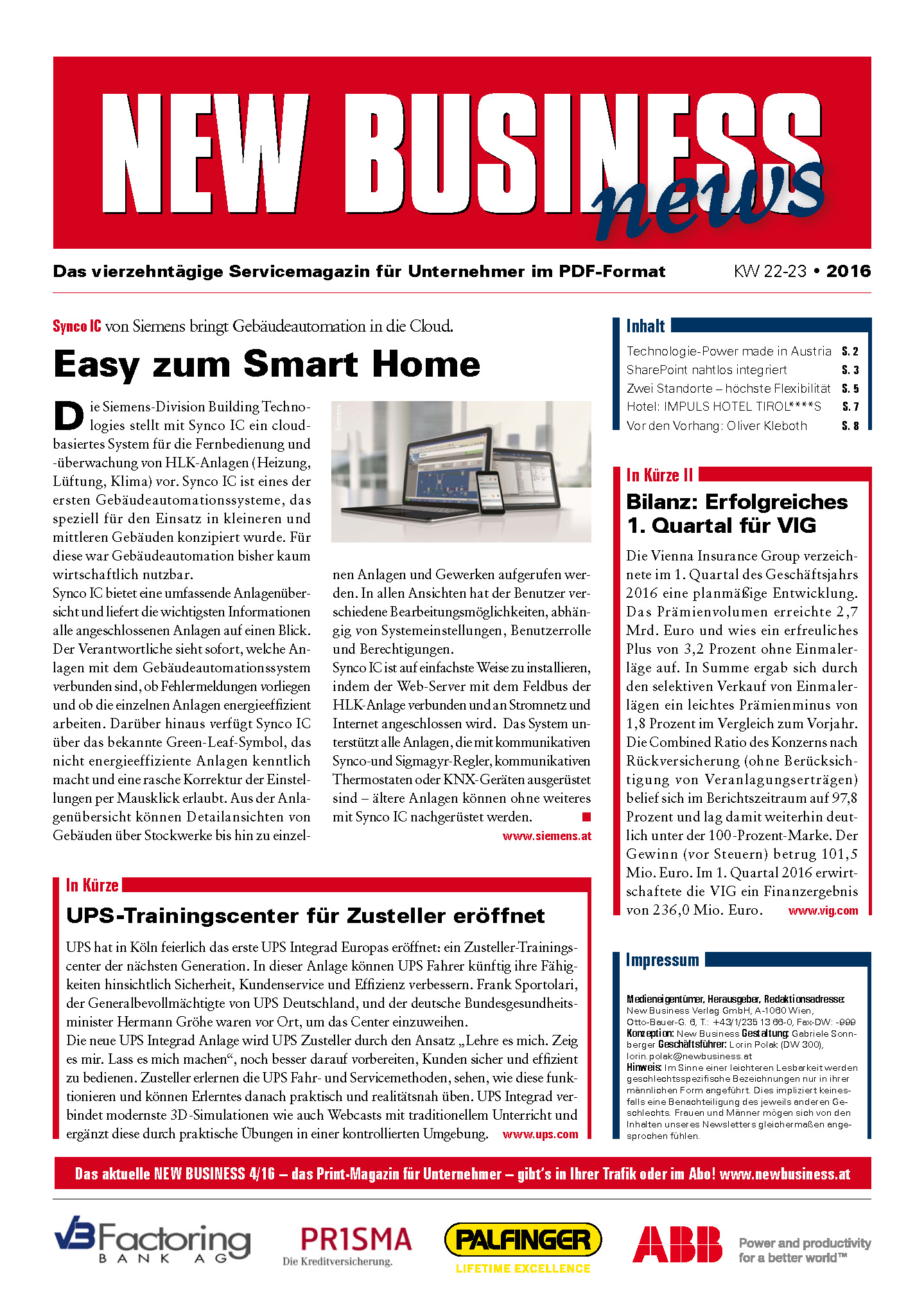 Cover: NEW BUSINESS News - 22-23/2016