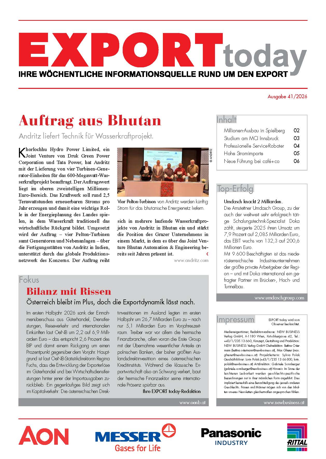 Cover: EXPORT today online - 41/2026